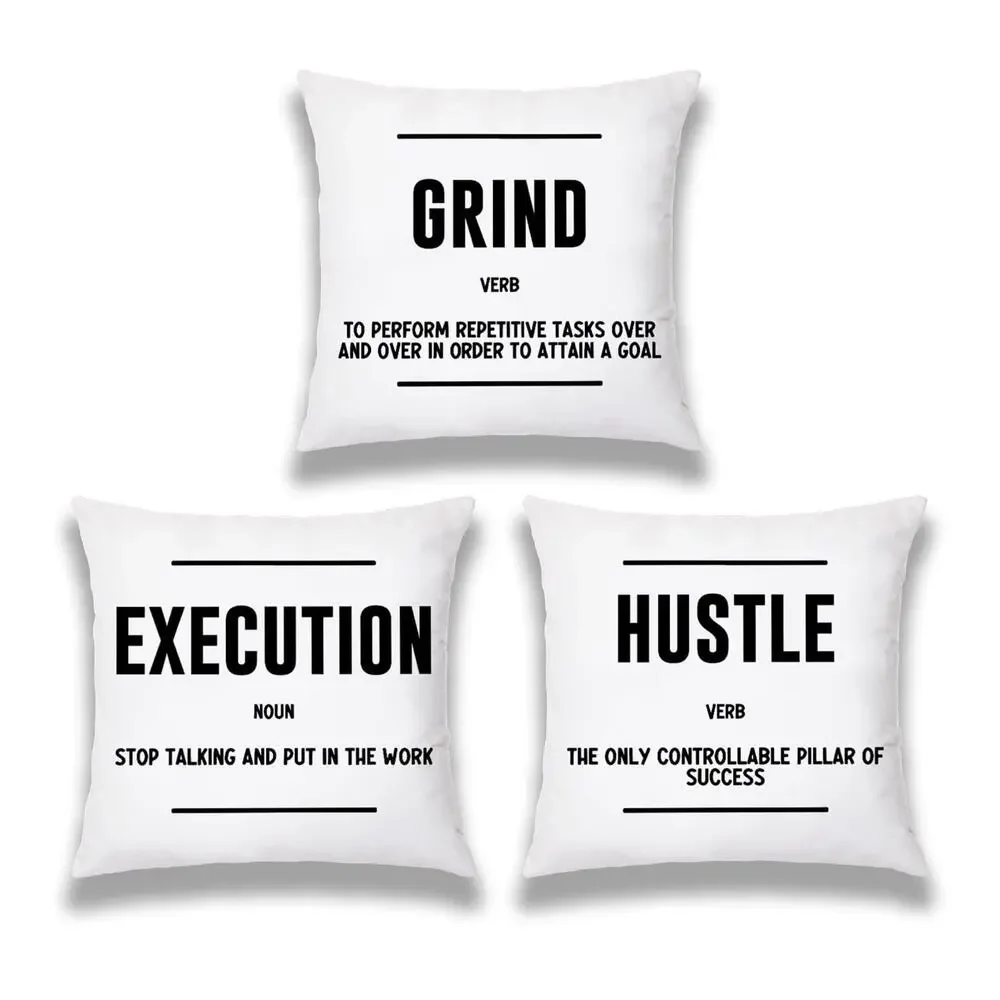 Quote Grind Hustle Execution Quote Success‎ Entrepreneur 3 Pillow Case 18x18”